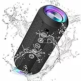 Ortizan X10 Speaker Bluetooth Portatile-Cassa Altoparlante Bluetooth Waterproof IPX7-Con Luce,Fino a 30h di Autonomia,3 Effetti Sonori Stereo Hi-Fi Bassi, Vivavoce Microfono-Con AUX, TF