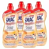 Smac Express - Pavimenti Parquet e Cotto, Detergente Superfici Delicate con Agente Protettivo, Azione Pulente Senza Risciacquo, 1000 ml x 4 Pezzi