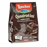 Loacker Quadratini Double Choc, Fragranti Strati di Wafer al Cacao Pregiato Farciti con Crema al Cacao e Cioccolato, 1 Confezione da 250g