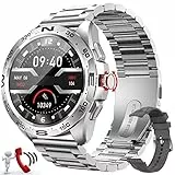 Smartwatch Uomo con Chiamata,Orologio Fitness Uomo Donna con bracciale in metallo,Cardiofrequenzimetro da Polso, Sportivi Contapassi Cronometro per Android iOS 46mm Rotondo (Argento)