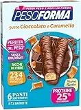 PESOFORMA BARRETTE CIOCCOLATO E CARAMELLO, Pasto Sostitutivo Proteico, Barrette per il Controllo del Peso, Barrette Proteiche per Restare in Forma, Solo 234 calorie, 12x31g