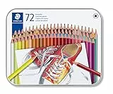 STAEDTLER 175 M72, Matite colorate esagonali in scatola di metallo, Colori Assortiti, 72 Pezzi