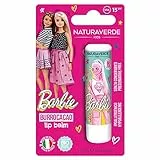 Naturaverde | Kids - Mattel Barbie - Burrocacao alla Fragola, Burro Cacao Bambina con Burro di Karité BIO, con Filtri UVA-UVB - SPF 15, Lipstick da 5,7ml