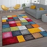 Tappeto a Pelo Corto per Il Soggiorno con Design a Quadri colorato Multicolore e Vivace, Dimensione:160x230 cm