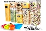 L LONGANCHANG Contenitori Ermetici per Alimenti 8 Pezzi - Contenitori per Alimenti Plastica con Coperchio - Organizer Cucina per la Conservazione di Pasta, Cereali, Muesli, Farina