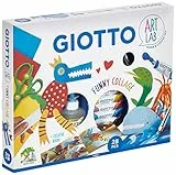 GIOTTO - Art Lab: Funny Collage - Kit Creativo per Collage - 1 Album Giotto Kids Carta Colorata + 5 Tempere in Tubetto + 1 Colla Giotto Collage + 1 Pennello Piatto Taklon + 1 Paio di Forbici