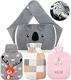 Amzeeniu Borsa Acqua Calda,l'acqua Calda con Peluche Morbida Copertura Premium Bottiglia Copertura in Vita,Borsa dell'Acqua Calda con Coperchio,allevia i dolori Terapia calda Scaldamani Riscaldato Pad