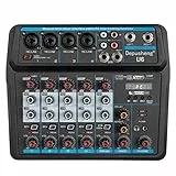 Depusheng U6 Mixer audio Interfaccia controller audio DJ a 6 canali con USB, scheda audio per registrazione su PC, interfaccia audio USB Mixer audio, streaming live