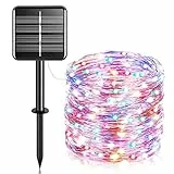 Solar Lichterkette Aussen Bunt, Bigzom 24M 240 LED Weihnachten Lichterkette Außen Solar 8 Modi,1200mAh Batterie, Wetterfest Solarlichterkette fürBalkon,Bäume,Terrasse,Hochzeit,Party,Garten