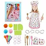 Ballery Set da Cuoco per Bambini, 30 Pezzi Grembiule Cucina Bambini Gioco d'Imitazione Kit, Chef Gioco di Ruolo Set con Accessori per la Cucina per Compleanno Natale Pasqua Festival, 3-8 Anni