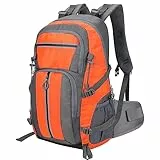 Luckits Zaino Trekking 50 Litri, Zaino Ultraleggero Impermeabile Zaino da Viaggio per Uomo/Donna, Zaino da Trekking con Strisce Riflettenti, Zaino Montagna per Escursionismo,Campeggio (arancia)