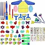 Queta Art DIY Set di pittura per bambini con spazzola in spugna, set di strumenti di disegno per educazione artigianale lavabile grembiule impermeabile 68 pezzi