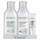 Redken | KIT Acidic Bonding Concentrate Shampoo 300ml + Conditioner 300ml + Formato Viaggio ABC Leave-In, Per capelli Danneggiati