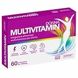 Multivitaminico completo donna. Integratori Stanchezza fisica e mentale contro l'affaticamento. Magnesio completo con Zinco, Ferro e Vitamine B,C,D,E,H Acido folico, 60 cpr