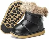 Gaatpot Stivaletti per Bambini e Ragazzi Stivali da Neve Ragazze Stivaletto Invernali Stivale Caldo Fodera PU Impermeabili Boots Nero 25EU = 26CN