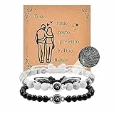 CheersLife 2PCS Bracciali Coppia in Pietra Proiettata Bracciale Coppia Lui e Lei Ti Amo in 100 Lingue Regali Fidanzata Regalo Anniversario per Lui Bracciale Coppia Marito Moglie