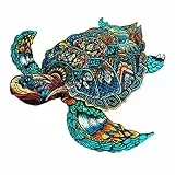 KAAYEE Puzzle in Legno, Puzzle in Legno a Forma di Animale per Adulti Bambini, Pezzi di Puzzle in Legno Colorati di Forma Unica Tartaruga Marina, Collezione per Famiglia (L, Tartaruga di mare)