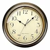 Plumeet Grande orologio da parete retrò orologio silenzioso classico da 33cm senza tick - adatto per decorare soggiorno, camera da letto, ufficio - alimentazione a batteria (Numeri arabi)
