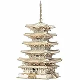 Rolife Puzzle 3D Legno per Bambini e Adulti Modellismo da Costruire Torre Pagoda a cinque pian Kit Modello, 3D Puzzle Five-storied Pagoda