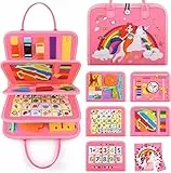 Devolamn Busy Board per Bambini, Giochi Montessori 1 2 3 4 Anni, Pannello Sensoriale Bambini Montessori, Tabellone attività, Regalo di Natale Giocattolo Educativo (Unicorno Rosa)