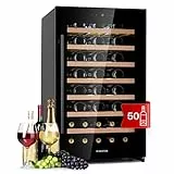 Klarstein Cantinetta Vino, Cantinetta Vino Refrigerata a Zona Singola per Interno/Esterni, Frigo Bar, Cantina Vino con Vetrina, Mini Bar con Protezione UV, Frigo Vino Touch, 5-18°C, 52 Bottiglie
