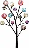 Kare Design Appendiabiti Bubble Tree, Forma Albero, Multicolore, 111X65X7Cm, 6 Ganci Ornamentali Tipo Bottoni