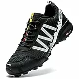 Dhinash Scarpe da Escursionismo Uomo Scarpe da Trekking Scarpe da Trail Running Arrampicata Sportive Scarpe da Passeggio per Esterni Fitness Sneakers Nero Bianco 40EU