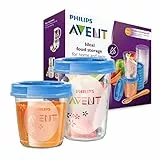 Philips Avent SCF721/20 Set Vasetti per la Conservazione delle Pappe, 10 Pezzi 180 ml + 10 Pezzi 240 ml