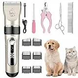 NWOUIIAY Kit Tosatrice Professionale per Cani Tagliacapelli Animali Gatto Ricaricabile Tosatore Elettrico per Impermeabile IPX7 Lavabile Ricaricabile
