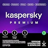 Kaspersky Premium Total Security 2023 | 1 dispositivo | 1 anno | Anti-Phishing e Firewall | VPN illimitata | Password Manager | Parental Control | Assistenza 24/7 | PC/Mac/mobili | Attivazione e-mail