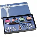 BELLE VOUS Set Calligrafia con Penna Stilografica in Legno con Supporto, Boccette di Inchiostro Stilografiche e Pennini Calligrafia (16pz)- Kit di Calligrafia con Penna e Calamaio per Adulti