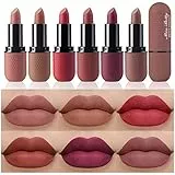 Beteligir Set Rossetto Opaco 6 Colori Stick Labbra Nude Lunga Durata e Impermeabile Tazza Antiaderente Labbra di Colore Nudo Set Regalo di Trucco (01 Set)