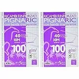Pigna 022223710, Ricambio con Banda Rinforzata, Rigatura 10, quadretti 1 cm per 1° elementare, Carta 100g/mq, Pacco da 80 Fogli