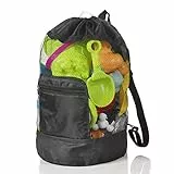 MOOKLIN ROAM Borsa da Spiaggia Grande, Borsa da Rete in Tessuto Pieghevole e Riutilizzabile per Bambino, Zaino Lunga Durata Giocattoli Bambini da Sabbia e Acqua (Nero)