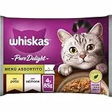 Whiskas Pure Delight Menù Assortito 1+ Anni, Cibo Umido per Gatto, 13 Confezioni ognuna da 4 bustine x 85g (52 Bustine in Totale)