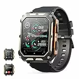 Smartwatch Uomo Militare con Effettua/Risponde Chiamate , 1.83' all'aperto Orologio Fitness Tracker IP68 con 123 Modalità Sport, Sonno/Notifiche WhatsApp, Smart Watch Compatibile con iOS Android