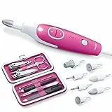 Beurer MP 44 Fresa elettrica per Unghie, Set Professionale per Manicure e Pedicure con 7 Accessori in zaffiro e feltro inclusi e Kit unghie da viaggio aggiuntivo, 2,500-4,600 giri/minuto