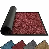 Mibao Tappetino Antisporco per Interni ed Esterni, 50x80 Cm, Zerbino Rosso Nero, Tappetino Barriera Lavabile, Tappeto d'ingresso Antiscivolo Resistente, Raschietto per Scarpe