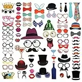 90 Pezzi Photo Booth Props, Feelhap Accessori fai da te Colorati Photo Booth Puntelli per Foto di Laurea, Decorazioni Compleanno Kit Foto Props Divertente Foto Props per Feste Matrimonio Laurea