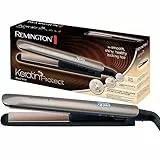 Remington Piastra per Capelli Lisci, Rivestimento in Ceramica e Olio di Mandorle, 150-230°, Piastre Osciallanti, Riscaldamento Rapido 15 sec, Marrone Dorato, Keratin Protec S8540