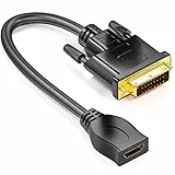 deleyCON Cavo Adattatore DVI a HDMI - DVI Maschio 24+1 a HDMI Femmina 1080p Full HD HDTV 1920x1080 per TV Proiettori PC - Nero