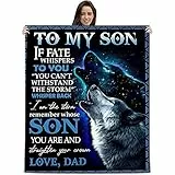 ZQYMM Coperta per La Mia Figlia, Morbida e Accogliente Coperta Personalizzata Flanella Coperta Coperta di Trapunte Stampate a Lettere Coperte Regalo per la Figlia da Mamma,Dad to Sona,150 * 220CM