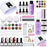 SPTHTHHPY Kit Semipermanente Unghie Completo Professionale in 4 Coloris Gel 36W LED Lampada Polveri e 75ML Liquidi Acrilici Unghie Finte Base e Top Coat Gli Strumenti Completo per Salone