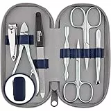 marQus Solingen Germania set manicure professionale - 7 pezzi manicure e pedicure, forbicine unghie, manicure e pedicure set, custodia in vera pelle, kit manicure da viaggio, kit unghie, set unghie