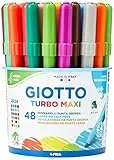 GIOTTO Turbo Maxi - Barattolo Da 48 Pennarelli A Punta Larga, 5 mm, Super Lavabili