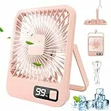 JOPHEK Ventilatore Portatile, 3000mAh Ventilatore USB Mini Ventilatore - Portatile Ventilatore da Tavolo per Casa/Ufficio/Campeggio (Rosa)