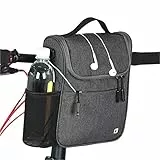 Selighting Borsa da manubrio per bicicletta MTB impermeabile borsa da bicicletta con copertura antipioggia e tracolla per ciclismo (grigio scuro)