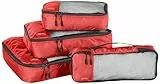 Amazon Basics ZH1509009, cubi organizzatori,confezioni da 4, Rosso, Piccola, Media, Grande, Sottile
