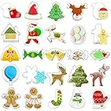 Annhao Formine Biscotti per Natale 25 pezzi,Formine Biscotti in Acciaio Inossidabile Albero di Natale, Babbo Natale, Guanti, Fiocco di Neve, Candy Cane, Bambini DIY Decorazioni in Dolci di Pasticceria