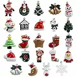 Naler 24 Ciondoli Natalizi Decorazione di Natale Christmas Fascino del Pendente Addobbi per Albero di Natale Fascino della Resina del Pupazzo di Neve Babbo Natale Ornamenti Natalizi DIY Craft